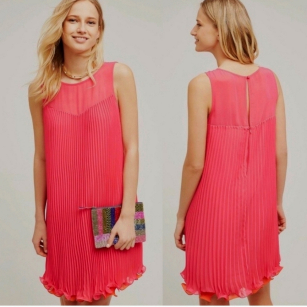 Maeve Anthropologie Leagally Blond Vibrant barbie Pink swing Sleeveless Dress - Picture 16 of 16